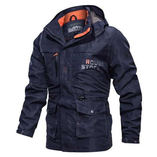 Cross-border jacket men's mid-length casual outdoor hooded plus size jacket men's jacket spring and autumn