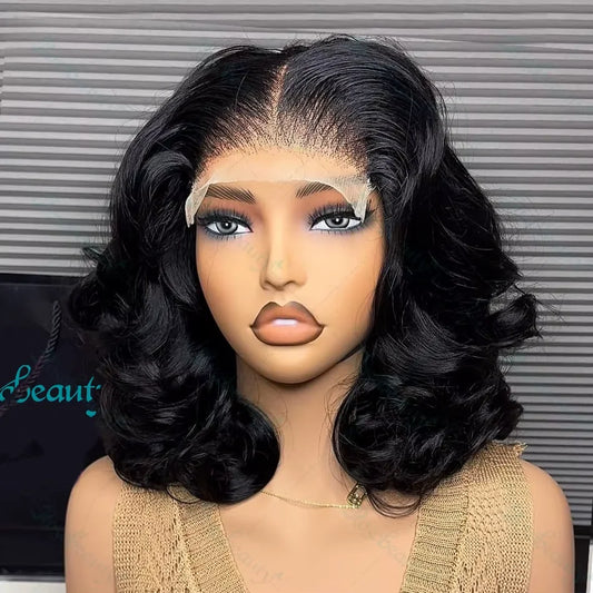 14 16 Inch BoB Wig Human Hair Body Wave 13x4 HD Lace Frontal Wigs Water Wave 4x4 lace Closure Wig Brazilian Remy Raw For Women