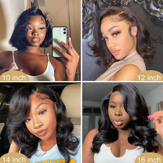 14 16 Inch BoB Wig Human Hair Body Wave 13x4 HD Lace Frontal Wigs Water Wave 4x4 lace Closure Wig Brazilian Remy Raw For Women