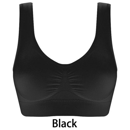 Women Seamless Bras Camisole Underwear Crop Top XXL 3XL Black Pure Color Sports Gym Running Fitness Yoga