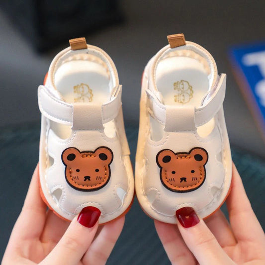 Summer Infant First Walkers Cute Cartoon Newborn Walking Shoes for Boys Girls Infant Leather Sandal Soft Baby Shoes 0-12M