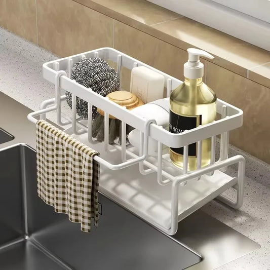 Kitchen Shelf Rag Storage Drainage Shelf No-Punch Storage Rack Home Spice Rack Sink Tap Sink Drainage Rack Kitchen Accessories