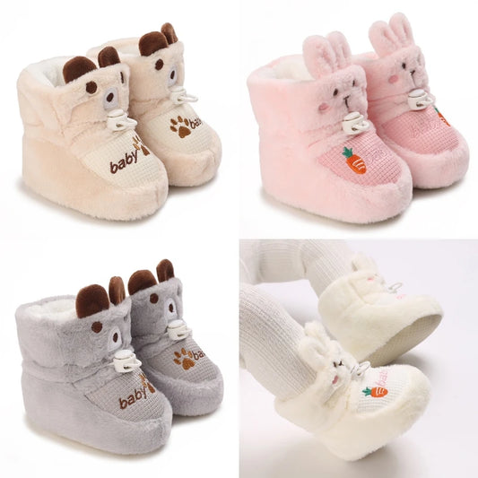 0-18 Winter Warm Fashion Cotton Shoes for Boys and Girls Snow Boots Soft and Comfortable Cartoon Casual Sneakers