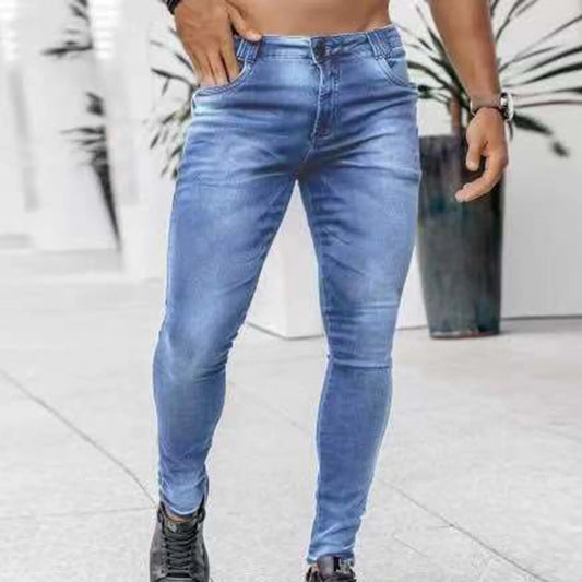 Male Jeans Skinny Stretch Denim Pants Tapered Jeans Pants Streetwear Elastic Jeans High Waist Denim Overalls Men's Harem Pants