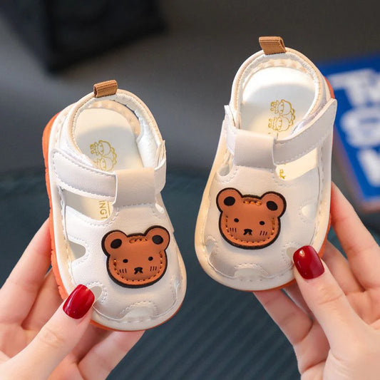 Summer Infant First Walkers Cute Cartoon Newborn Walking Shoes for Boys Girls Infant Leather Sandal Soft Baby Shoes 0-12M