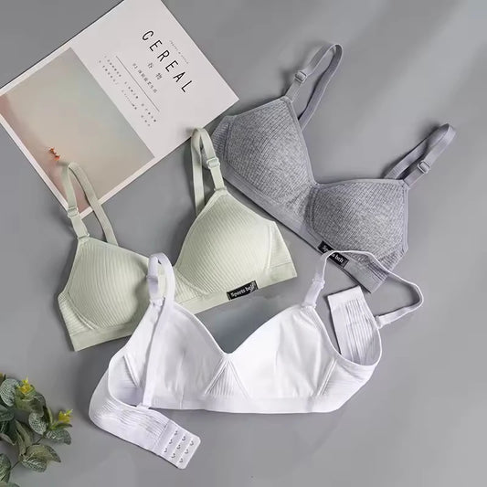 Cotton Women's AB cup Bra Underwear Wireless Gathering ComfortableV-Bra Women's Upward Push Underwear