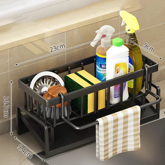 Kitchen Shelf Rag Storage Drainage Shelf No-Punch Storage Rack Home Spice Rack Sink Tap Sink Drainage Rack Kitchen Accessories