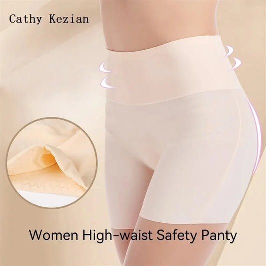 Women High Waist Panties Safety Short Pants Anti Exposure Underwear Corset Pants M L XL Black Skin Ice Silk Traceless Shorts