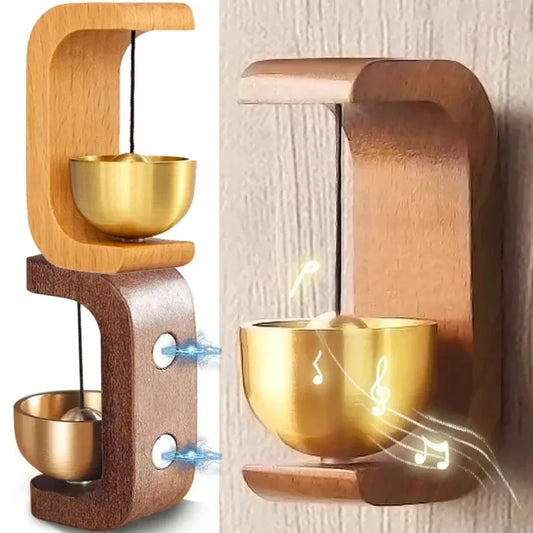 Magnetic Wooden Doorbell Aesthetic Brass Wind Chimes Wireless Doorbell Entrance Door Bell Pendant Home Hanging Decoration