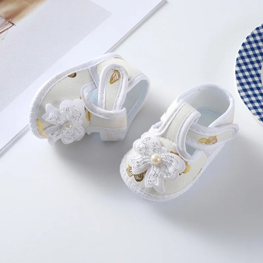 First Walkers Soft Sole Crib  Newborn Toddler Shoes Baby Girl Shoes  Cute Floral Bow Infant Baby Girls Shoes Non-slip Footwear