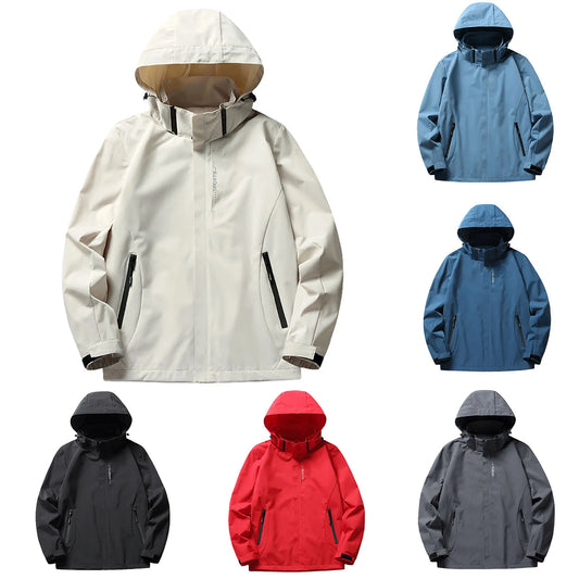 Mens Waterproof Jacket Outdoor Lightweight Hooded Gym Sport Windbreaker Solid Color Windproof Anoraks Winter Jackets For Men