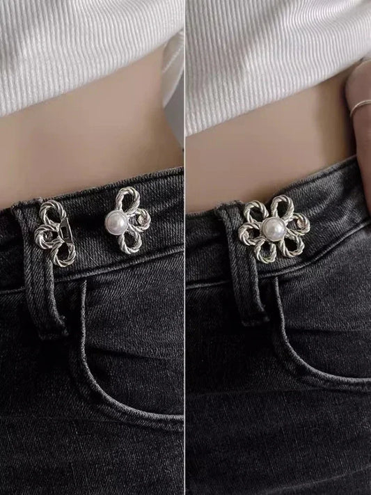 Jeans Waist Adjustment Buttons Beautiful Hollow Metal Flower Button Woman‘s Trouser Waist Wide-to-narrow Buttons