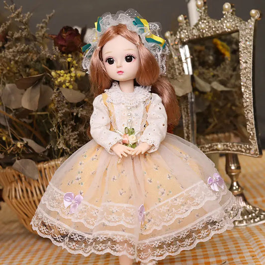 Full Set 1/6 Bjd Dolls 30cm Anime Kawaii Doll 23 Joint Movable Body With Skirt Hat Headdress Girls Gift Dress Up DIY Toys Reborn