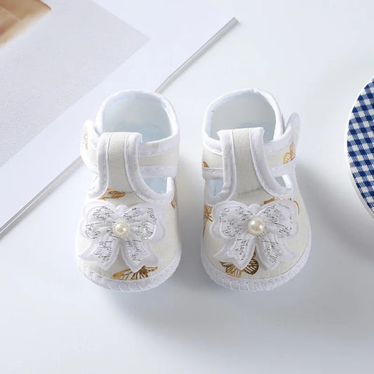 First Walkers Soft Sole Crib  Newborn Toddler Shoes Baby Girl Shoes  Cute Floral Bow Infant Baby Girls Shoes Non-slip Footwear