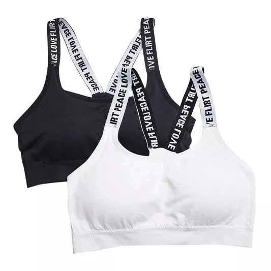 1PCS English Alphabet Sexy Comfortable Shoulder Strap Wrapped Chest And Rag Seamless Rimless Girls' Anti Light Sports Underwear