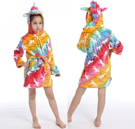 Pink Princess Bath Robe for Girls 3 4 5 6 7 8 9 10 11 12 Years Unicorn Kids Bath Towel Robe Kigurumi Winter Baby Girl Bathrobe