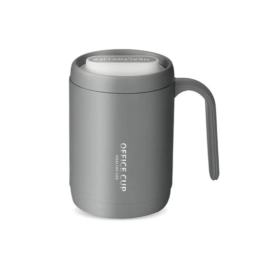 1pc Grey Creative PP Liner Drinking Cup Portable Office Large Capacity Covered Milk Coffee Cup Gift For Kitchen Travel Domestic