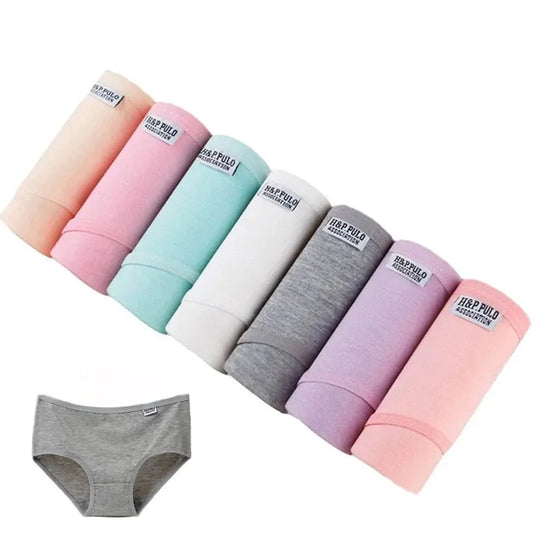 7Pcs/Lot Women's Panties Cotton Plus Size Underwear Girls Briefs Breathable Solid Color Panty Underpant Female Lingerie M-4XL