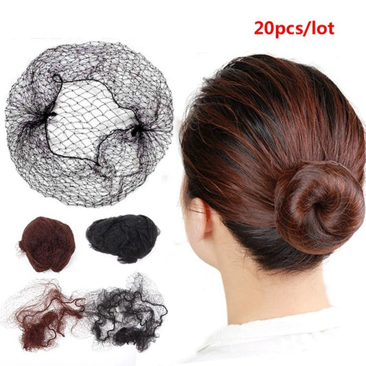 20Pcs/Lot Durable Nylon Hair Net For Bun Hair Hair style Tool Black Coffe Beige Brown White Gold Hair Net For Wigs Mesh